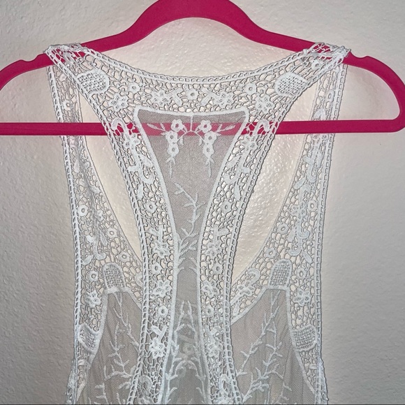 White Lace Flowy Summer Swim Cover Up Boho Top! - Picture 7 of 7